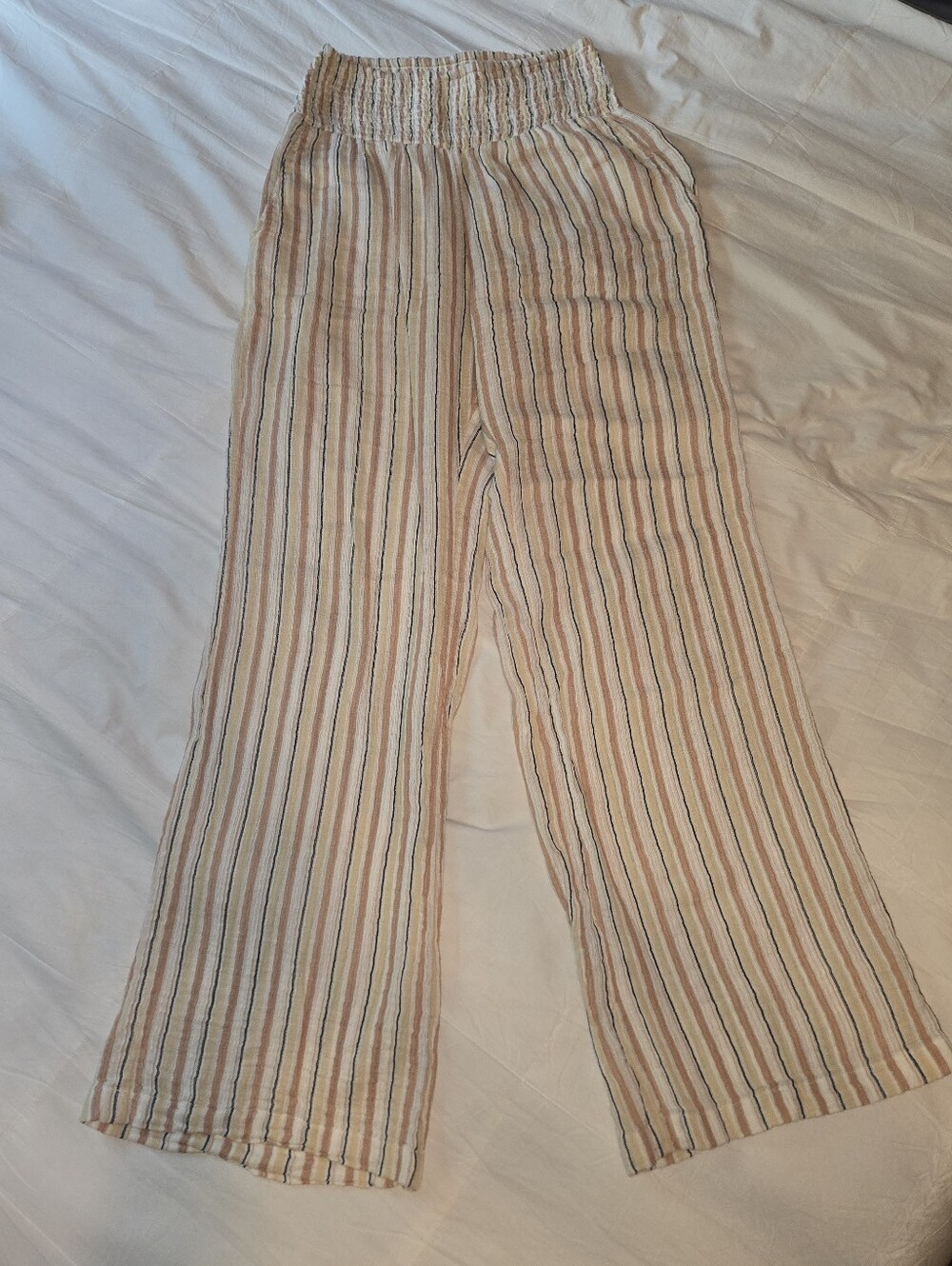 Billabong Beige Striped Wide-Leg Kids Pants